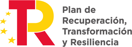 Logotipo del Plan de Recuperación, Transformación y Resiliencia de España, que incluye elementos gráficos en colores de la bandera española y simboliza el compromiso con el desarrollo sostenible y la innovación.
