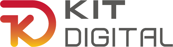 Logo de Kit Digital, una iniciativa para impulsar la transformación digital de las empresas en España, con un diseño moderno y colores vibrantes que representan la innovación y la tecnología.